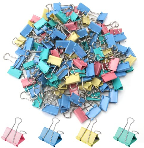 120 Pack Binder Clips 0.75 Inch, Small Paper Clamps, Assorted Color Mini Clips for Office Supplies, Home, School and Business