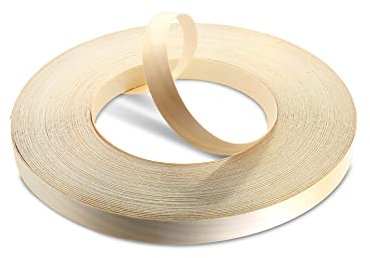 WoodPress® Kantenband aus Echtem Birke, 22 mm, 50 m, zum Aufbügeln, Vorgeklebt für Heimwerker, Holzleisten, Schreibtisch, Schrank, Tür, Möbelrestaurierung