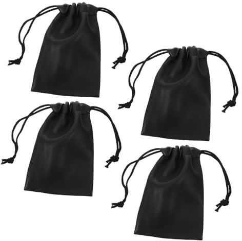 DIKACA Mikrofon Fall 4 Stück Mikrofon Aufbewahrungstasche Lavalier- Kleine Zugbeutel Lederbeutel Mit Kordelzug Mikrofon-hartschale Mikrofonkoffer Kleine Beutel Mini Aufbewahrungskiste Pu