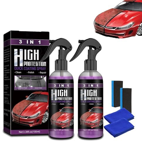 3 in 1 Beschichtungsspray, High Protection Spray, Auto Kratzer Entferner, Politur Beschichtung, 3-in-1 Hoher Schutz Schnelles (2 Stück)