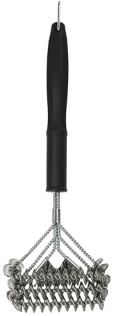 Fusion Food Wire Brush With Ergonomic Handle Stainless Steel Helix & Scrapper Barbecue Wire Brushes Grill Grate Cleaner BBQ Cleaning Tool Easily Cleans Metal Grilling Without Damage (44 cm Long Brush)