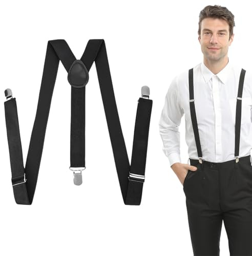 WOXJENA Hosenträger Herren Damen, Extra Starkes Leder, Skihose mit 3 Metallclips für Breit, Arbeitshose