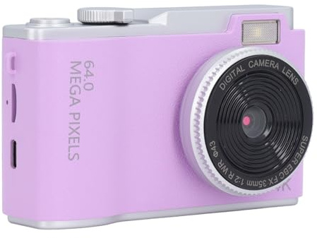 Elprico 48MP 1080P Retro Digital Camera, 16x Zoom with Stabilization, Compact for Travel (Purple)