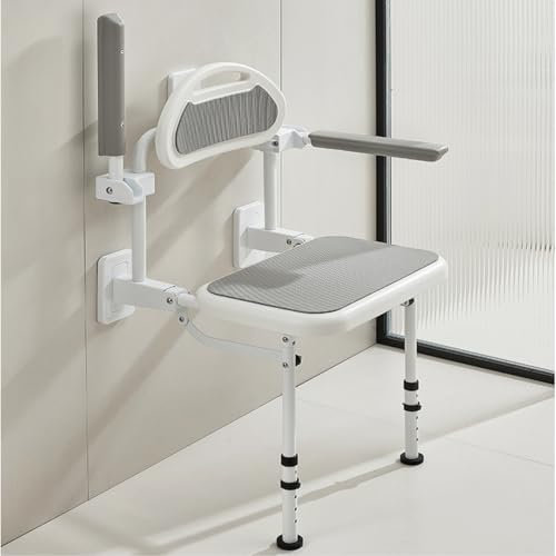 HEYOUTH Sedile per Doccia a Parete,Sedia Da Doccia Pieghevole Antiscivolo,Sgabello Doccia Anziani,Sedia Doccia Disabili,Fino A 180KG,Sgabello doccia pieghevole,per Anziani e Disabili Donna Incinta
