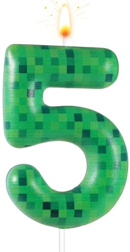 Velas Cumpleaños Numeros, Vela de Cumpleaños Dinamita Vela de Cumpleaños con Temática de TNT para Decoración de Tartas de Cumpleaños (Número 5)