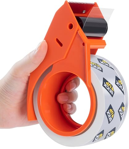 STICK UP Heavy Duty Packing Tape with Dispenser, 1 Roll, 1.88 x 65 YDs, Clear Strong Adhesive Package Sealing Tape for Shipping Moving Boxes, Mailing Supplies and Storage