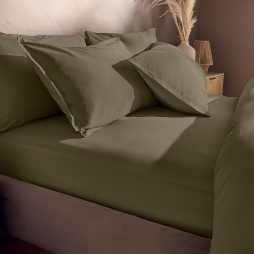 Silentnight Cotton Rich Bed Linen (Sage, King, Fitted Sheet)