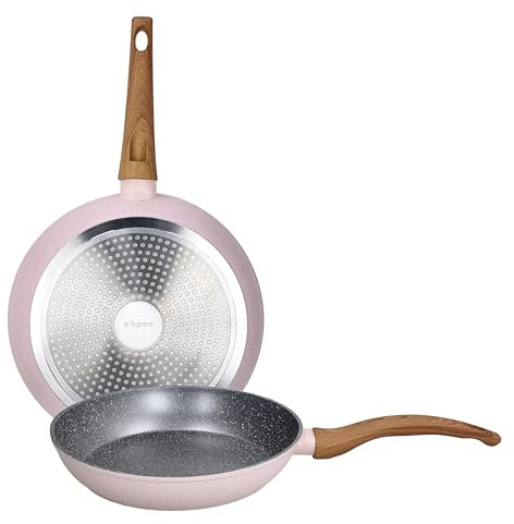 Tognana Pepper Bamboo, Set 2 padelle 24/28 cm, alluminio, rosa