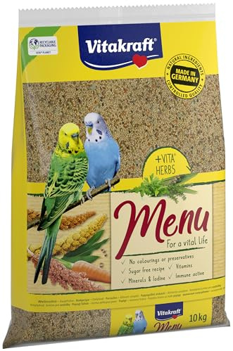 Vitakraft Menü 10kg, Hauptfutter für Sittiche, mit Vitaminen, mit Immun Aktiv Komplex und Kräutern (1x 10kg)