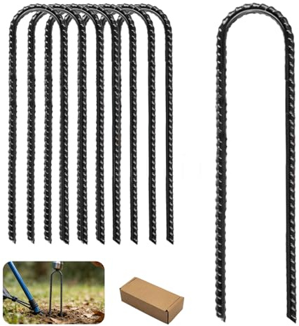 8 Picchetti Resistenti Zincati,30cm Picchetti per Trampolino,Ancoraggi a Terra a Forma di U per Terra,Tenda da Campeggio,Rete da Calcio,Set Altalena