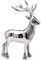 Große stehende Aluminium XL Deko Hirsch-Figur - silbern glänzende Jagdfigur mit Geweih - Weihnachts-Deko zum Hinstellen Höhe 29 cm