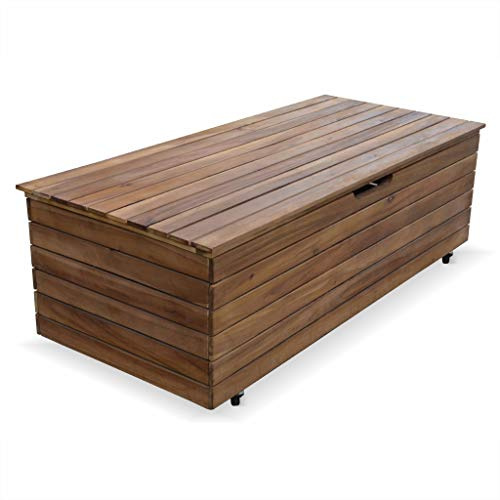 Alice's Garden Baule da Giardino in Legno con rotelle, 110L Marrone Naturale - 107x78x49 cm
