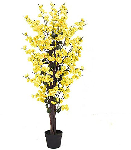 Leaf Design UK - Árbol de Flores Artificiales realistas, Color Amarillo, 120 cm