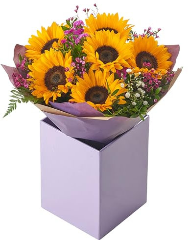 Stunning Sunflower Bouquet - Fresh Flowers for Birthdays, Anniversaries, Delivered in Gift Box Vase, Autumn arrangement, Festive Occasion, Seasonal floral, Get well