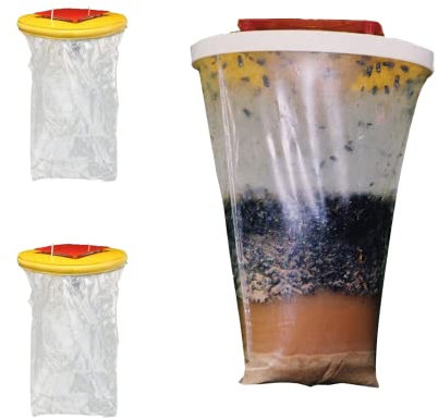 2 Pack Fly Traps Outdoor,Fly Catcher Outdoor, Fly Catcher Outdoor,Disposable Top Fly Catcher With Fly Bait,Fly Killer Repellent For Outdoor Garden,Farm,Horse Barn