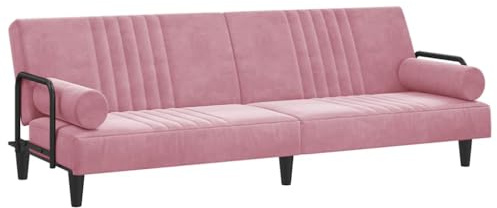 vidaXL Divano Letto con Braccioli Rosa in Velluto, dormeuse, Divano, Letto per Gli Ospiti, Divano Letto Pieghevole, Letto, Divano per Gli Ospiti