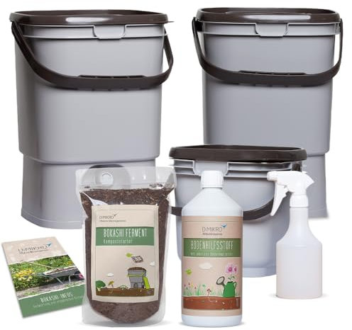 Seau Bokashi Starterset Premium - Seau de Fermentation - Composteur de Cuisine - Transformez Vos déchets de Cuisine en Engrais précieux !