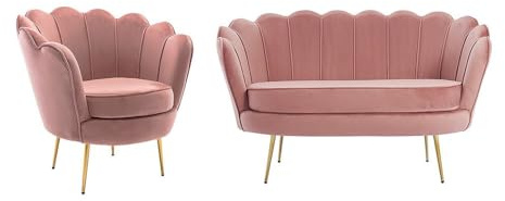 Pascal MORABITO - Canapé 2 Places et Fauteuil Coquillage en Velours Rose Dandelion de Pascal Morabito