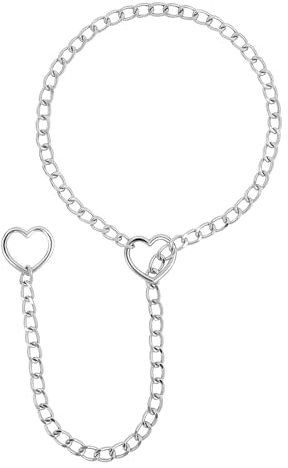 JJDreams Silber Punk Halskette mit Herz-Anhänger Herz Kette für Damen Herren, Gothic Rock Halskette verstellbar, elegante Schmuck, Silber