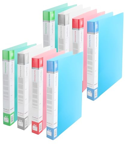 YKUKIZEE 8 Pack A4 Ring Binders 2 Ring 25mm Spine, O-Ring Binder Folder, Assorted A4 Files 2 D-Ring Binder for Paperwork Document School Office Home (Blue, Grey, Pink, Green)