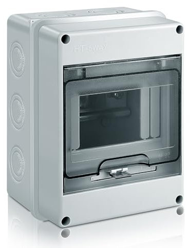 Zeawavsl Coffret Electrique Etanche Exterieur, IP65 Boîtier de Distribution en Saillie 5 Modules avec Terminaux, ABS de Surface en Plastique pour une Utilisation à l'extérieur (5 MODULE)