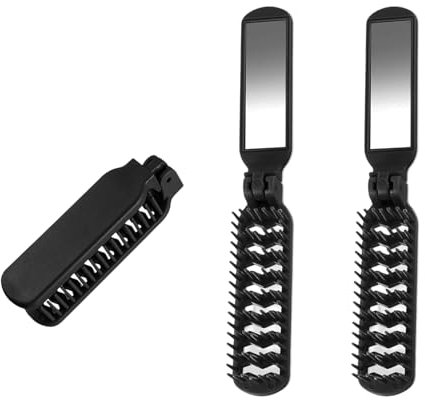 GUTERTOP 3 Stück Reise Haarbürste, Reisebürste mit Spiegel, Tragbare klappbürste Für MäNner Frauen Und Mädchen