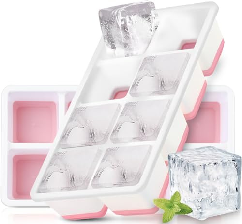 FURNSII Grand Bac à Glaçons avec Couvercle, 2 Pièces Moule Glacon Silicone sans BPA et Certifié LFGB, Bac a Glacons Empilable Ice Cube Tray pour Cocktail, Whisky, Bière, Fête d'été