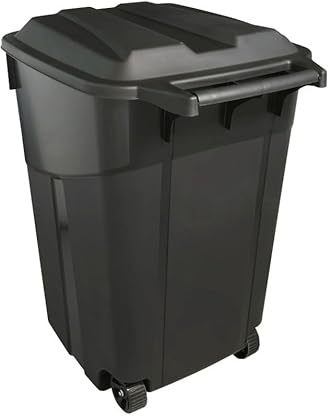 GardenNest 45 Gallon Heavy Duty Plastic Garbage Cans Trash Cans Rubbish Bin with Attached Lid 2 Built in Rugged Wheels Easy Grip Handle Click Lock Lid Design Perfect for Both Indoor Or Outdoor Use