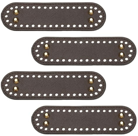 sourcing map 4 piezas de parte inferior de bolsa de ganchillo, 2 x 7.1 pulgadas, parte inferior ovalada de cuero, almohadilla moldeadora con agujeros, base de cojín para bolsa de ganchillo para