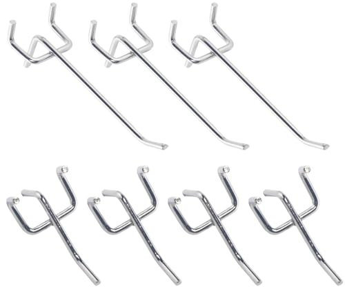 TIOMIOSEA 30 Stück Metall Lochwand Haken,Werkzeugwand Hooks 5cm /10cm Länge für Werkzeughalter Wand, Garage, Regal, Werkstatt