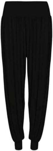 ANZEE Ali Baba Harem Trousers for Girls Bohemian Hippie Lounge Wear Loose Yoga Pants with Soft Stretchy Fabric Elastic Waist Full Length (UK, Age, 13 Years, Regular, Plain Black)