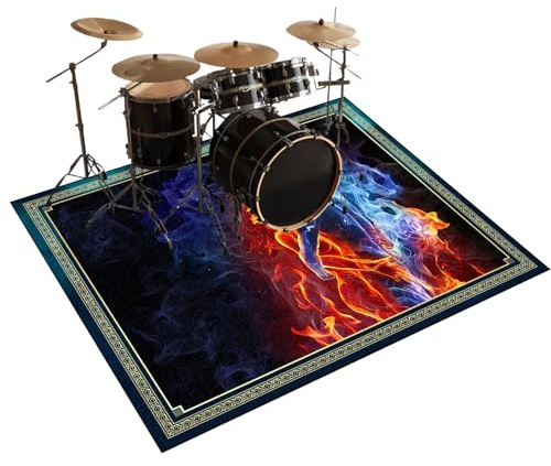 Drum Mat 150 x 120 cm Drum Rug Rectangle Soundproof Carpet Non-Slip Drum Rugs Floor Protection, Drum Mats For Drum Accessories Piano Electronic Drums Electronic Jazz Drum Kit Indoor Drum Carpets