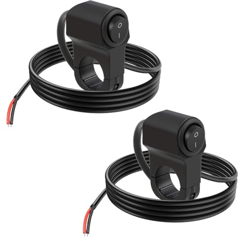 2PCS Interruttore Manubrio Moto 12v-24v, Fendinebbia, Freni, Bici Elettriche, Scooter, Quad Atv Con Cavo Da 50 Cm