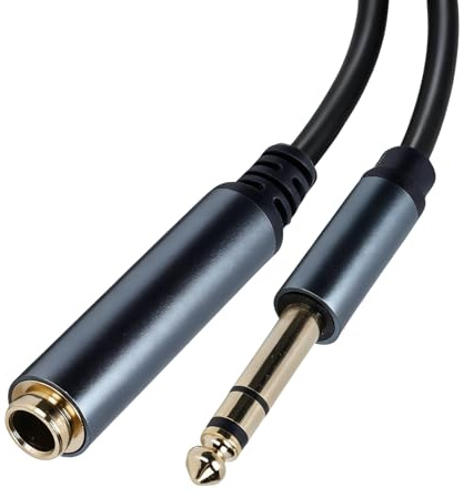 Ouitble Aux Prolunga 6,35 mm 1/4 pollici maschio a femmina, cavo audio 30 cm 24 K, cavo di prolunga stereo placcato oro per chitarra sintesi bassi