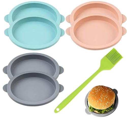 Molde De Silicona De 6 Piezas Y Cepillo De Aceite De 1 Pieza, Molde Para Freidora De Aire, Molde Redondo Para Huevos, Molde Para Pasteles Fritos, Molde Para Hornear Para El Desayuno.