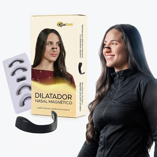 Bee Ready Dilatador Nasal Magnético – Tiras nasales magnéticas para dormir, antirronquidos y deportivas – Negro, potentes imanes y TOALLITAS LIMPIADORAS – 60 parches - 30 días