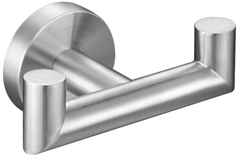 Angle Simple Doppio gancio per asciugamani in nichel spazzolato, in acciaio inox SUS304, porta asciugamani da bagno, porta asciugamani da parete per bagno