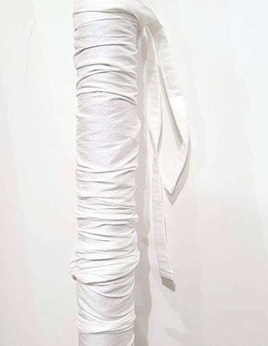 Cord & Chain Cover, 6.5 feet, Dupioni Faux Silk Fabric, Hook-and-Loop Strip Close- Use for Chandelier, Lighting, Wires (White)