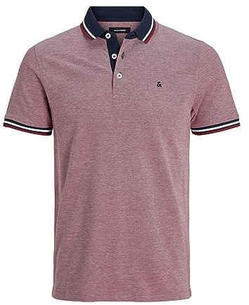 Jack & Jones Men's Jjepaulos Polo Ss Noos Polo Shirt, Rio Red, L