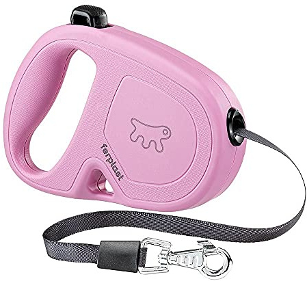 Infällbart koppel för medelstora hundar FLIPPY ONE TAPE S, utdragbar tejp, 4 m, max 15 kg, rosa
