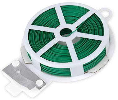 SZXMDKH Alambre de alambre para jardín de 50 m con cortador de 164 pies, cuerda de plástico verde recubierta para plantas trepadoras, vides, arbustos y flores