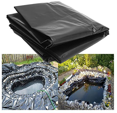 Fodera per laghetto Sottofondo per laghetto Preformato Resistente ai Raggi UV Resistente alle intemperie Fodera per laghetto in plastica da 0,35 mm, raccordi Impermeabili Neri (Color : Black, Size :