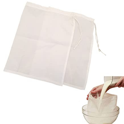 Sac a Lait Vegetal,Sac Filtrant,Filtre Lait Vegetal,Sac-Passoire,Filtre Alimentaire,Filtre à Fruits,Tissu Filtrant,Sac Tissu,Sac en Filet,Filtres en Tissu,Filtres En Tissu de Nylon,Réutilisables,2Pcs