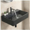 HOROW Keramik Waschbecken Aufsatzwaschbecken fürs Badezimmer, Hängewaschbecken aus Keramik Eckig, wandwaschbecken, gäste wc, waschbecken schwarz- 50cm x 42cm x 14cm