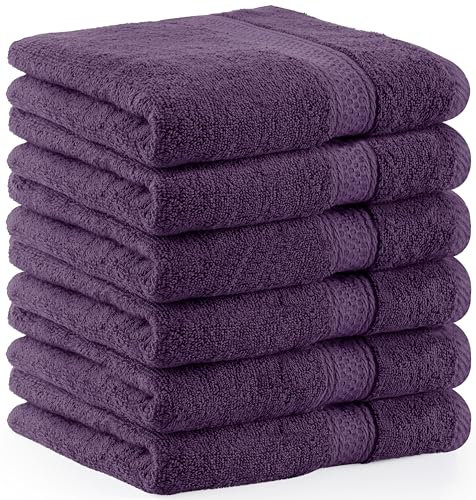Utopia Towels - 6er Pack Frottee handtücher 50x100 cm mit Aufhängeschlaufe, mittelgroße Handtücher 100% Baumwolle weich und saugfähig Handtücher Set (Pflaume)