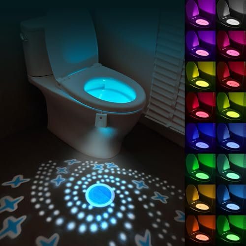 HOTUT Lampada Notturna LED per WC con Sensore di Movimento - 16 Colori Che Cambiano, USB Ricaricabile - Luce per Bagno e Toilette