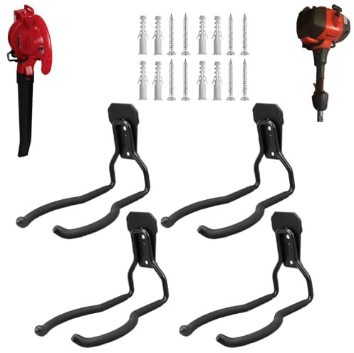 Juformin crochets muraux pour désherbeur, porte-outils électriques pour mur de garage, crochets utilitaires pour outils de garage et rangement, 4