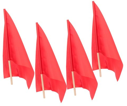BESPORTBLE 4pezzi Bandiere Arbitro Rosse Bandiere Di Segnale Per Eventi Sportivi E Competizioni Per Calcio E Corse Leggere Visibili Materiale Durevole Uso Prolungato