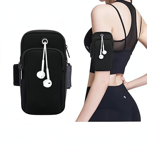 flintronic Brazalete Deportivo Universal, Brazalete Movil Running Ajustable, para iPhone XR XS Plus Pro 13/12/11, Samsung, Huawei para Tteléfonos de hasta 6,1, Negro