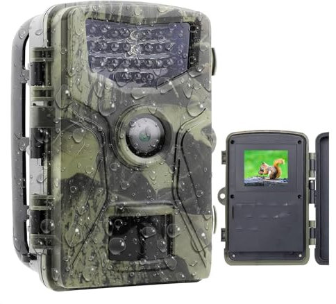 MF artSHOP Fototrappola Fotocamera da caccia 1080P HD 720P Video Recorder per caccia, pesca, escursionismo, campeggio Impermeabile IP66 Schermo 2.0 Pollici Visione Notturna